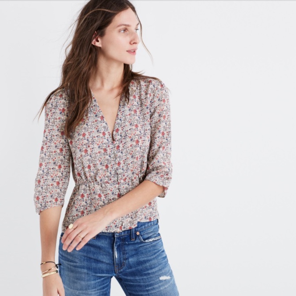 Madewell floral silk blouse